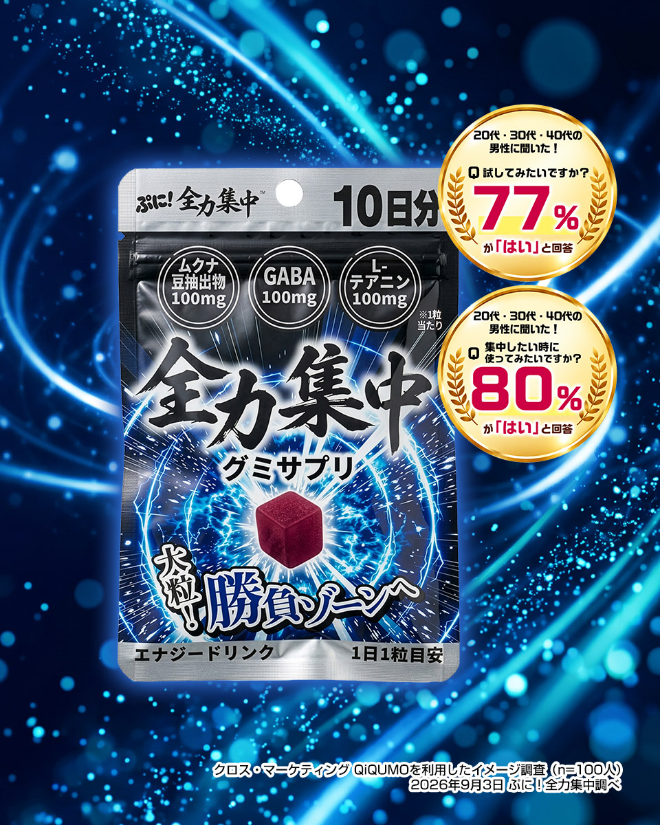 ぷに！全力集中 グミサプリ エナジードリンク味 10日分